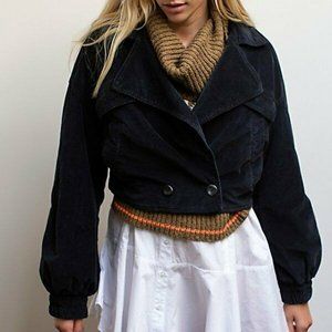 NWT Free People Sure Thing Corduroy Bomber Jacket "Washed Black"